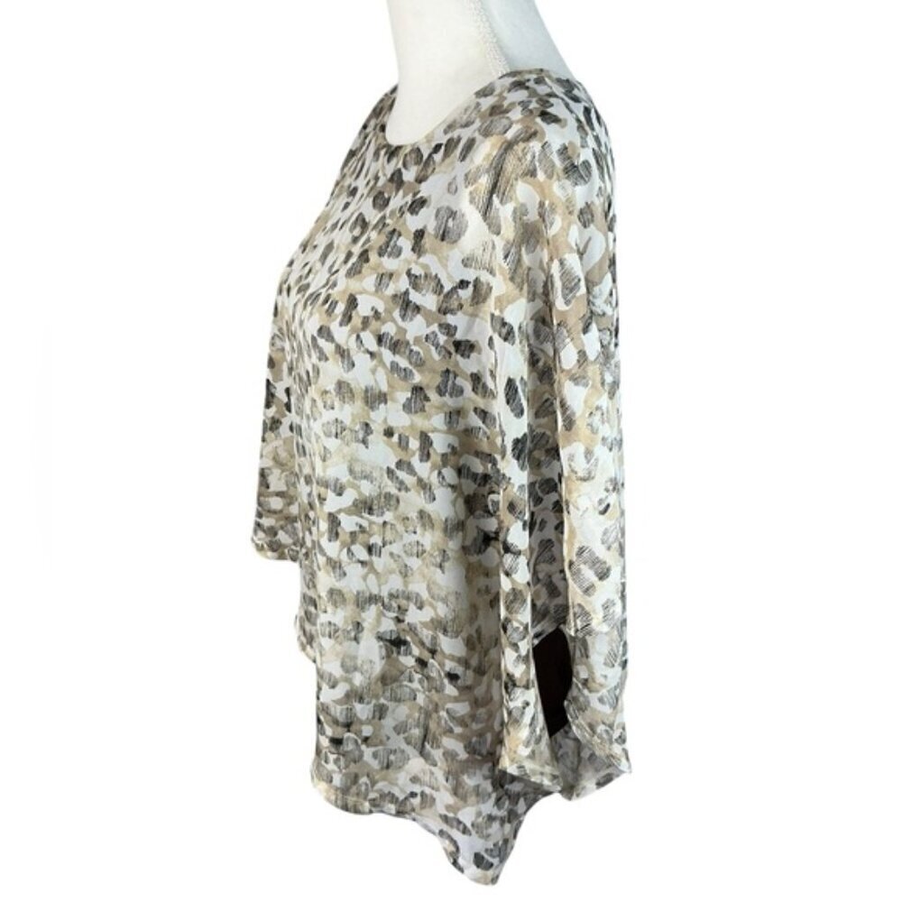 Chico’s Chiffon Asymmetrical Top Sheer Layer Sheath Animal Print Neutral Sz 0 Sm - Picture 4 of 16